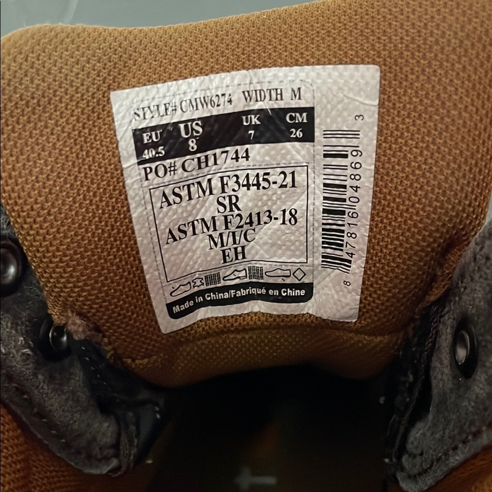 Carhartt Men's  6-Inch Steel Toe Waterproof Boots Brown, Size 8 - Picture 7 of 8